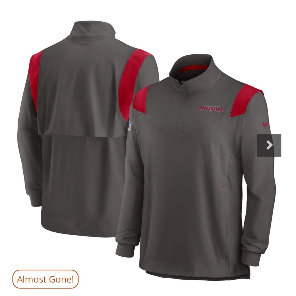 Nike Pewter Tampa Bay Buccaneers 21" Sideline Coaches Repel Quarter-Zip Jacket M